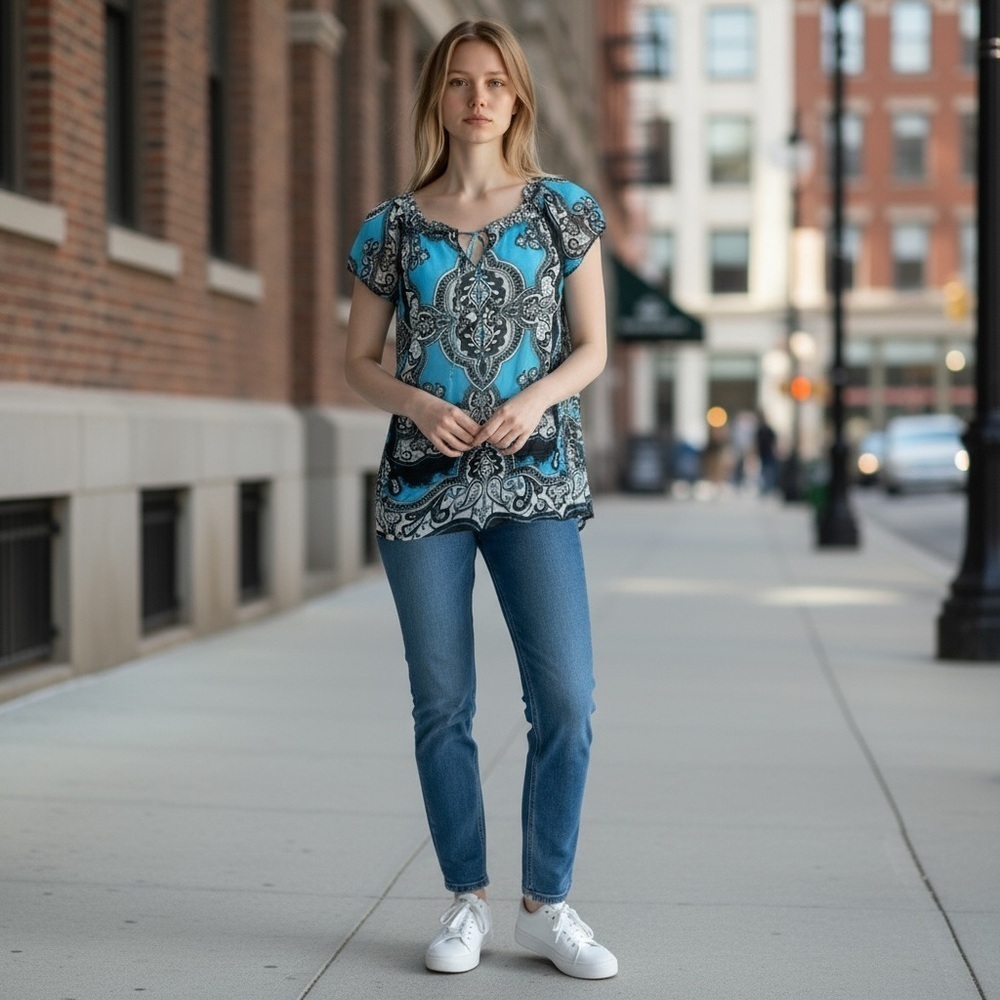 INC International Concepts Short Sleeve Mesh Top